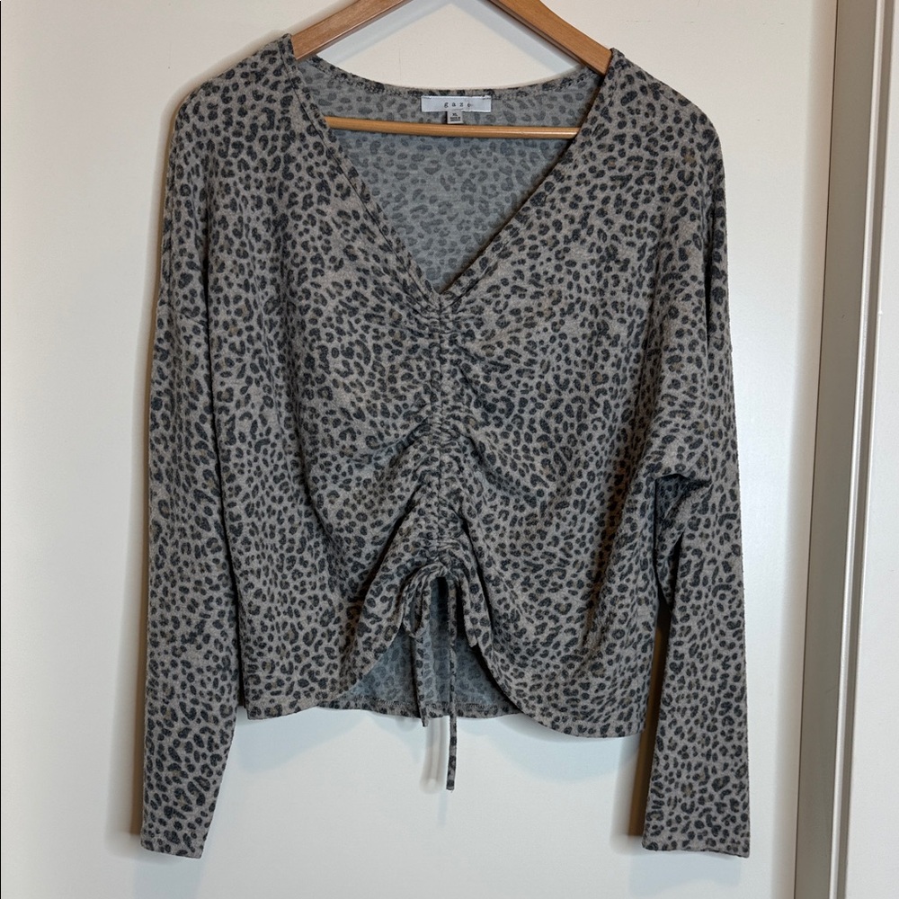 Gaze Gray Animal Print Long Sleeve Top